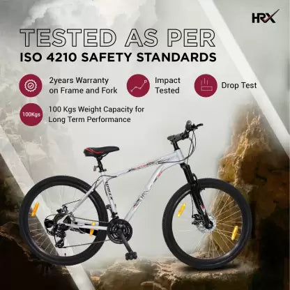 HRX XTRM MTB 500 85% Assembled with Front Suspension 27.5 T Mountain Cycle (21 Gear, Grey) HRX XTRM MTB 500 85% Assembled with Front Suspension 27.5 T Mountain Cycle (21 Gear, Grey)